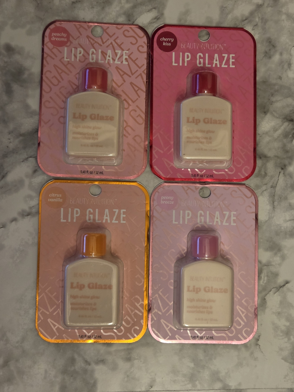 Beauty Intuition Lip Glaze 4 Piece Set, Pink, Red
